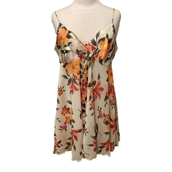 VTG Y2K VICTORIA'S SECRET Babydoll Chemise Slips Dress Sheer Multi Floral Sz L - Picture 4 of 7